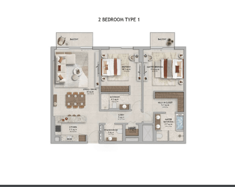 2 BR (Duplex Apartments)